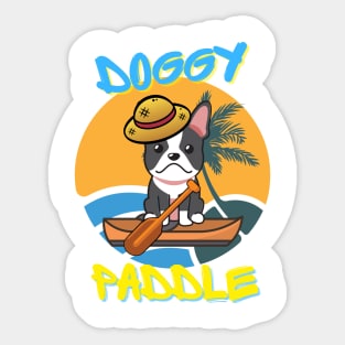 Cute French Bulldog doing the doggy paddle on a boat Sticker